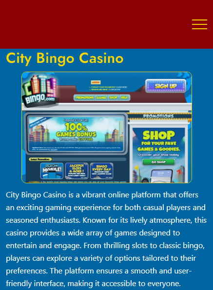 City Bingo Casino Mobile screenshot